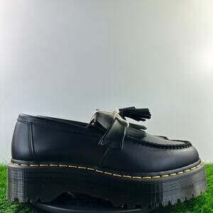 Dr. Martens Adrian Quad Men Size 10 Black Leather YS Platform Loafers NEW